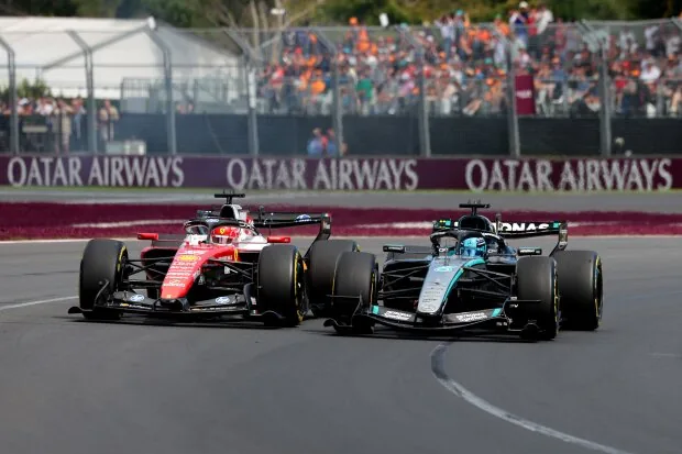 Charles Leclerc George Russell Ferrari Ferrari F1Mercedes Mercedes F1 ~Charles Leclerc (Ferrari) and George Russell (Mercedes) ~