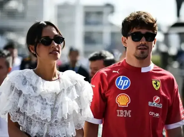 Title image for the news: Alexandra Saint Mleux with Ferrari driver Charles Leclerc