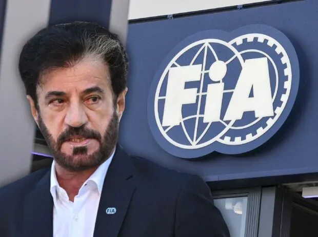 Photomontage: FIA President Mohammed bin Sulayem next to an FIA logo