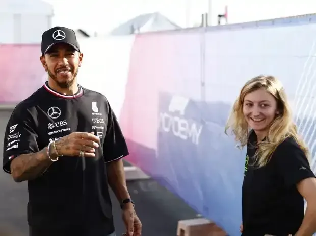 Title image for the news: Lewis Hamilton and Doriane Pin in the Formula 1 paddock