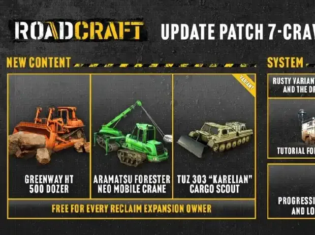 RoadCraft: Update to V7.0 and Crawler Pack DLC ready, new Public Test Server version