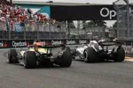 Sergio Perez (Cadillac) and Arvid Lindblad (Racing Bulls)