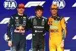 Andrea Kimi Antonelli (Mercedes), Max Verstappen (Red Bull) und Lando Norris (McLaren)