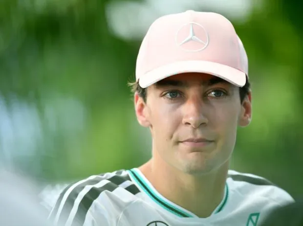 George Russell in the Formula 1 paddock in Miami