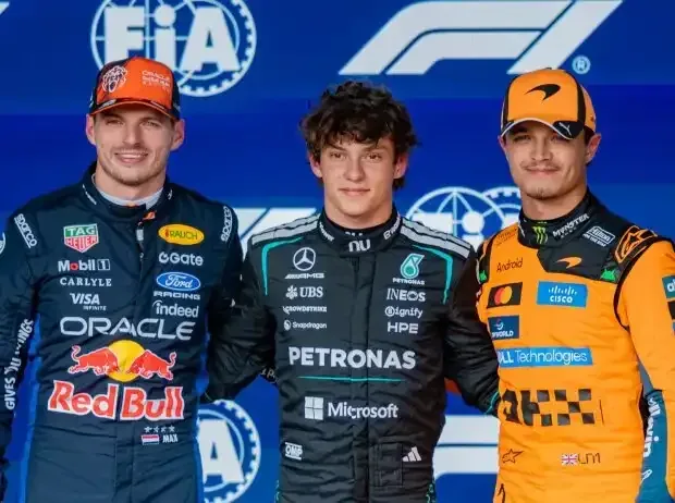 Title image for the news: The Top 3 after qualifying in Spa: Max Verstappen, Kimi Antonelli, Lando Norris