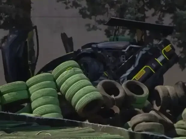 Titel-Bild zur News: Das Wrack des Maserati von Antoine Potty nach dem Unfall