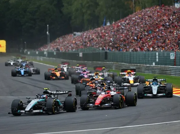 Kimi Antonelli, Charles Leclerc, George Russell at the Formula 1 race in Belgium 2026