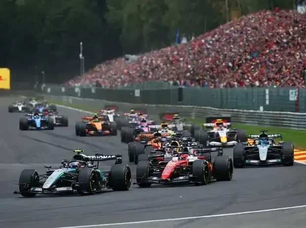 Title image for the news: Kimi Antonelli, Charles Leclerc, George Russell at the 2026 Belgian Formula 1 race