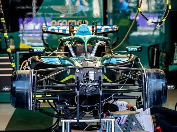 News title image: The Aston Martin AMR26 in the pit at the 2026 Belgian Grand Prix