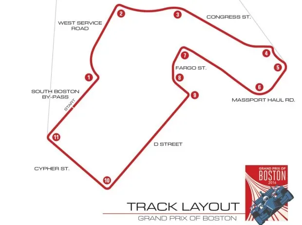 Track layout for the Boston Grand Prix