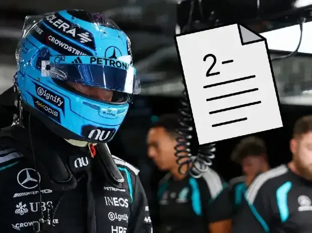 Title image for the news: George Russell in the Mercedes garage