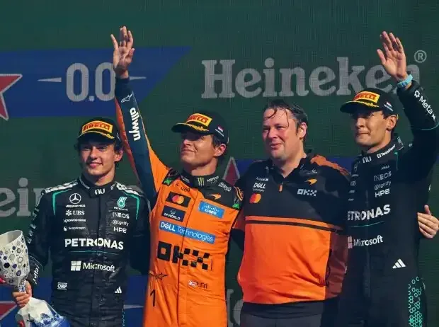 Titel-Bild zur News: Andrea Kimi Antonelli, Lando Norris, Lewis Hamilton