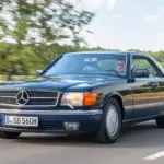 On the road in Bruno Sacco's private Mercedes 560 SEC