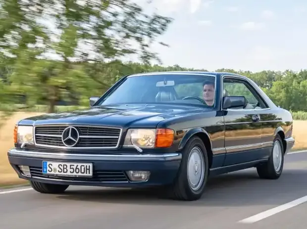 On the road in Bruno Sacco's private Mercedes 560 SEC