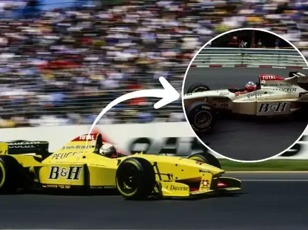 Title image for the news: A comparison of the two liveries of the Jordan 196 from the 1996 season