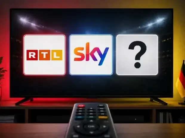 Title image for the news: Symbol image: TV with logos of RTL, Sky and an unknown third channel