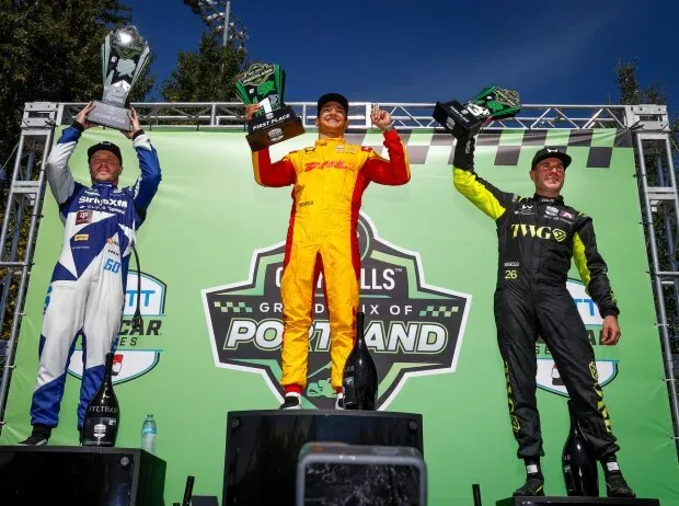 Podium: 1. Alex Palou, 2. Felix Rosenqvist, 3. Will Power