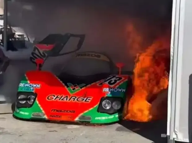 Flame drama in Laguna Seca: Rare Mazda 767B heavily damaged
